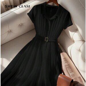 SHEIN Black Button-Up Maxi Dress